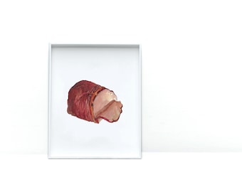 Art Prints for Food Lovers | Honey-Baked Ham Watercolor Print | Kitchen Wall Art |