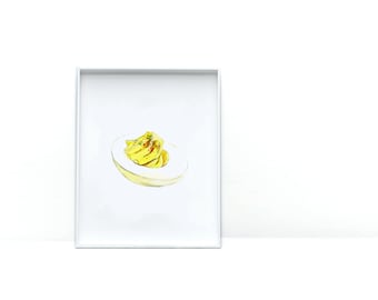 Art Prints for Food Lovers | Deviled Eggs Watercolor Print | Kitchen Wall Art |