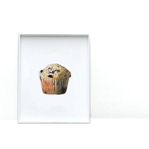 Art Prints for Food Lovers | Blueberry Muffin Watercolor Print | Kitchen Wall Art |