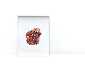 Sticky Bun Watercolor Print | Art Prints for Food Lovers | Kitchen Wall Art |