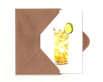 Long Island Iced Tea Greeting Card w/ Detachable Recipe