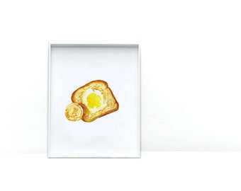 Art Prints for Food Lovers | Egg Toast Watercolor Print | Kitchen Wall Art |
