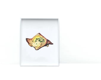 Potato Danish Watercolor Print: Foodie Kitchen Art