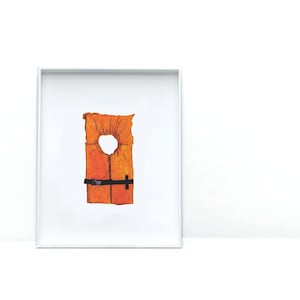 Life Jacket Watercolor Print | Wall Art | Art Prints