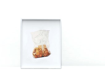 Art Prints for Food Lovers | Cheese Crackers Watercolor Print | Kitchen Wall Art |