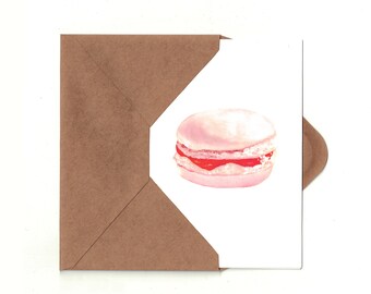 Raspberry Macarons Valentine's Card w/ Detachable Recipe