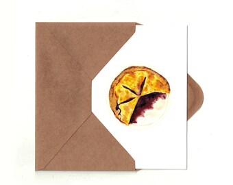 Blueberry Pie Greeting Card w/ Detachable Recipe