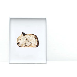 Sourdough Bread Watercolor Print | Kitchen Wall Art |