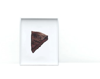 Chocolate Cake Watercolor Print: Kitchen Wall Art