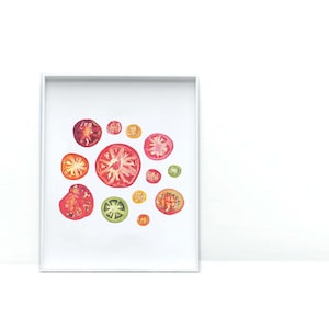 Tomato Slice Painting | Art Prints for Food Lovers | Tomato Slices Watercolor Print | Tomato Wall Art