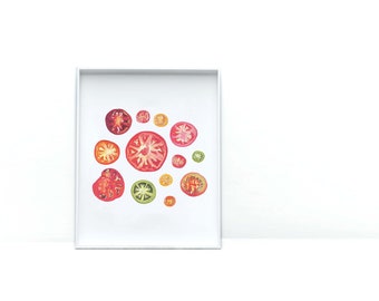 Tomato Slice Watercolor Print: Kitchen Food Art