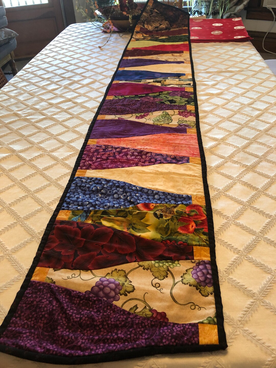 Quilted Wine Bottle Table Runner Etsy
