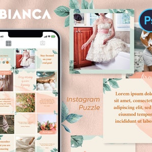 Instagram Feed Puzzle Template: Peach Pastel, 30 Posts (Photoshop)