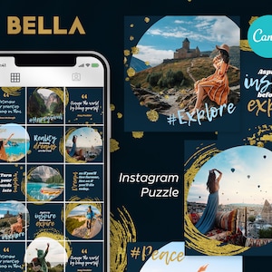 Travel Instagram Puzzle Feed: Canva Template (30 Posts)