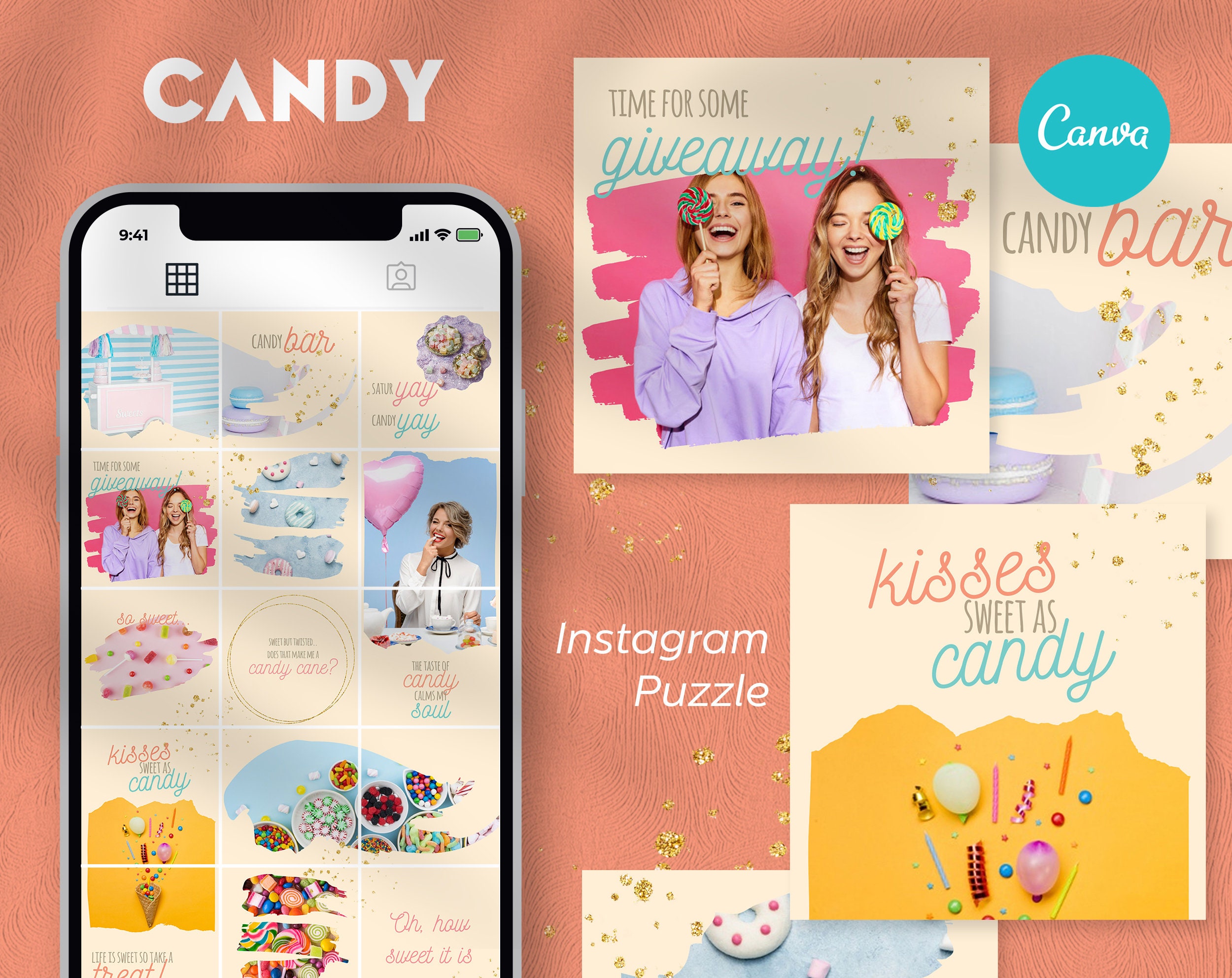 Candy Instagram Puzzle Feed Template: Editable Canva Layout (digital  Download) - Etsy Israel, image size:2500x1985