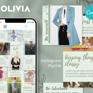 Greenery Plants Instagram Puzzle Feed: Canva Template (Digital Download)