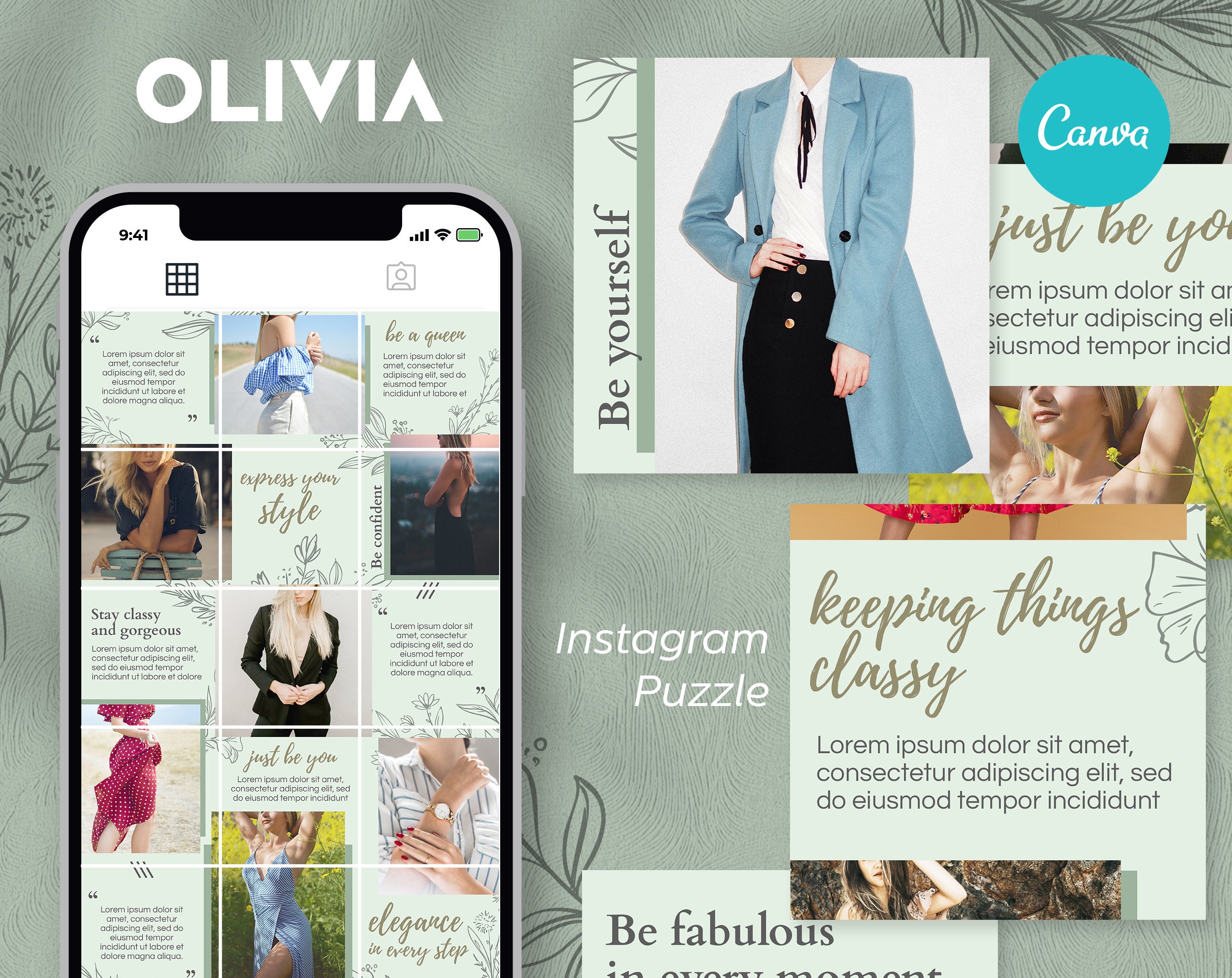 Instagram Canva Template.18 posts Details about / Instagram Puzzle for Canva Insta Feed