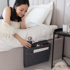 Cotton Bedside Storage Bag Organizer Bed Desk Bag Sofa TV Remote Control  Hanging Bag Storage Organizer Bed Holder Pockets