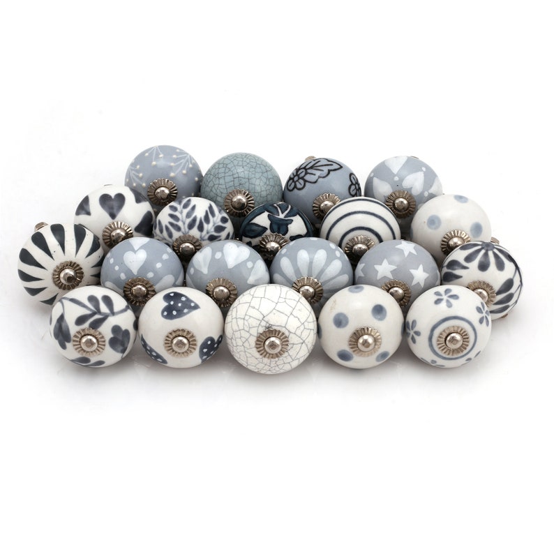 Indian Handmade Assorted Grey Ceramic Door Knobs and Pulls Etsy