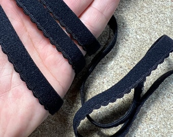 10mm wide Bra Lingerie Elastic Scallop Edge - Black