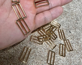 High Quality 20mm Lingerie  Bra Strap Slider, 3 layers 24K Gold plating