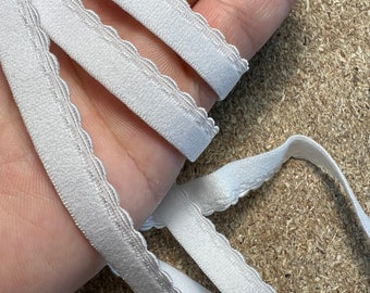 10mm wide Bra Lingerie Elastic Scallop Edge - White