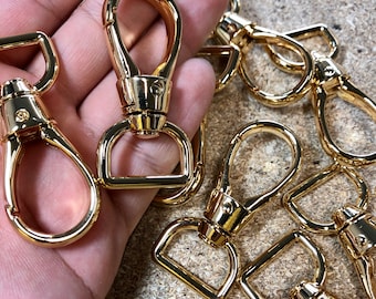 Gold Lobster Claw | Clasps Handbag Bag Clips, Gold Silver Nickel, Swiveling Hook / High quality 3 layers of 24-k gold plating, UK seller