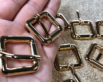 20 mm Pin buckle | Square Strap Buckles for Handbag Purse Bag Making Hardware / High quality 3 layers of 24-k gold plating,