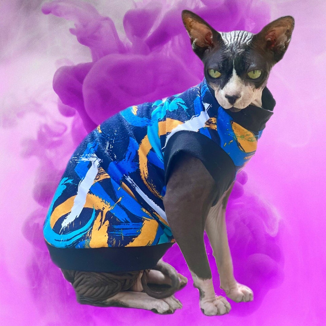 Cat Shirt Brush Strokes Sphynx Clothes Clothing Cotton Coat Vest Jumper
