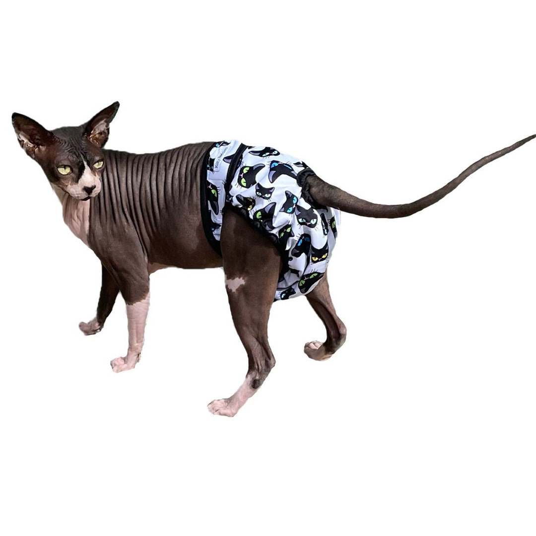 White Kitty Knickers Washable Cat Stud Pants Diaper Nappy Undies