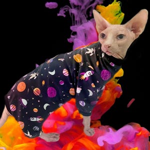 Intergalactic Cat Romper Catsuit Pyjamas Sphynx Clothes Clothing Jumper Jumpsuit Cotton Coat Vest Sweater Sphinx Devon Cornish Rex Siamese