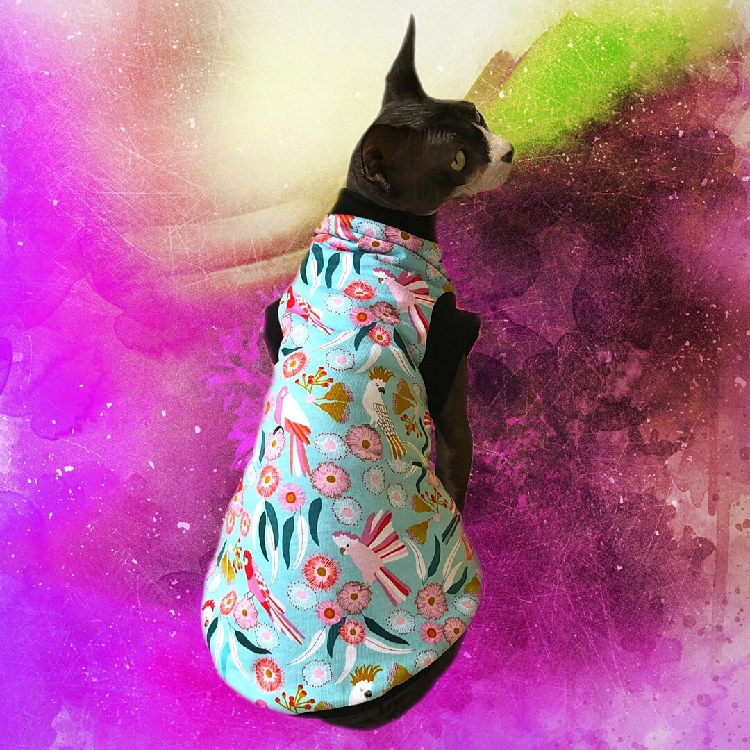 Cat Shirt Australian Bird Print Sphynx Clothes Clothing Cotton Coat
