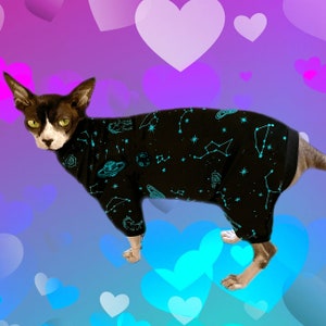 Universe Print Cat Romper Catsuit Pyjamas Sphynx Clothes Clothing Jumper Jumpsuit Cotton Coat Vest Sweater Sphinx Devon Cornish Rex Siamese