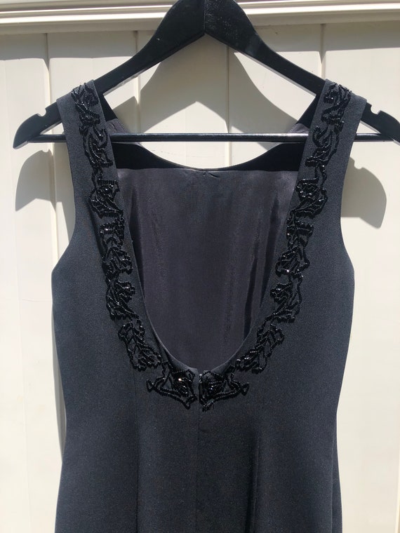 Low Back Vintage Black Dress - Beaded Detail