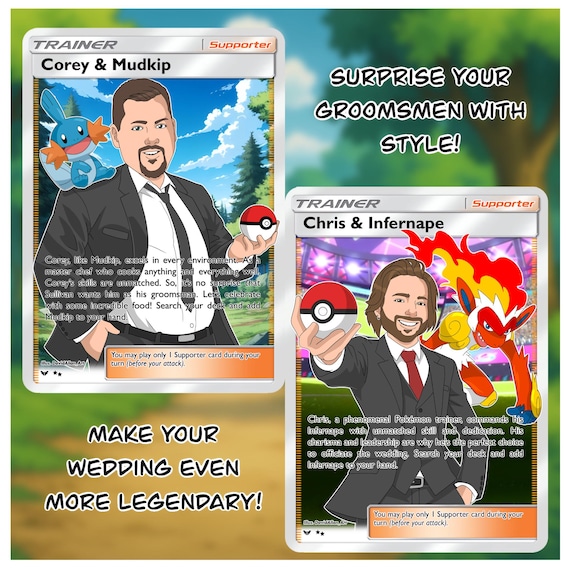 Custom Pokemon Groomsman Card  Personalized Wedding Party Gift - Etsy