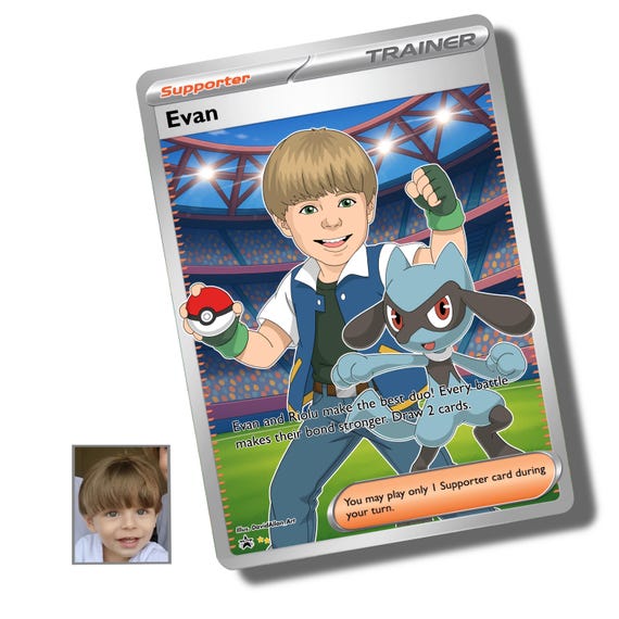 Personalized Pokemon Card, Custom Pokemon Portrait, Custom Gift,  Illustration, Fathers Day - Etsy