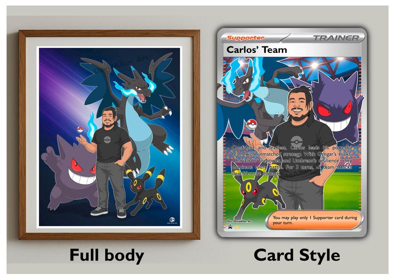 Custom Pokémon Card Drawing – Personalized Pet Portrait, Hand-Drawn Anime Style Gift image 6