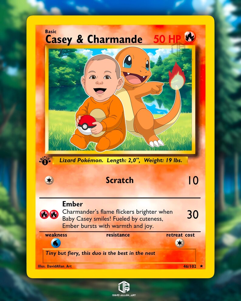 Custom Pokémon Card Drawing – Personalized Pet Portrait, Hand-Drawn Anime Style Gift image 7