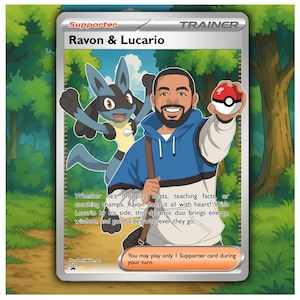 Tarjeta de entrenador de cuerpo completo personalizada, tarjeta coleccionable personalizada, ilustración de cuerpo completo, ilustración de poke, artista dibujado a mano, arte de dibujos animados, regalo de anime