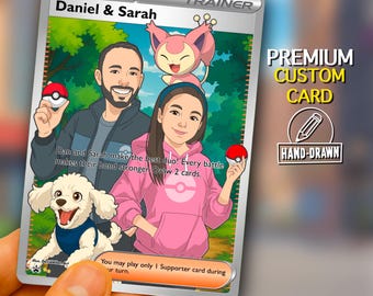 Personalized Pokemon card, custom pokemon portrait, custom gift, illustration, fathers day