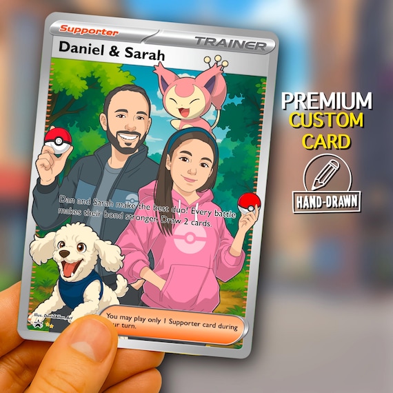 Personalized Pokemon Card, Custom Pokemon Portrait, Custom Gift,  Illustration, Fathers Day - Etsy
