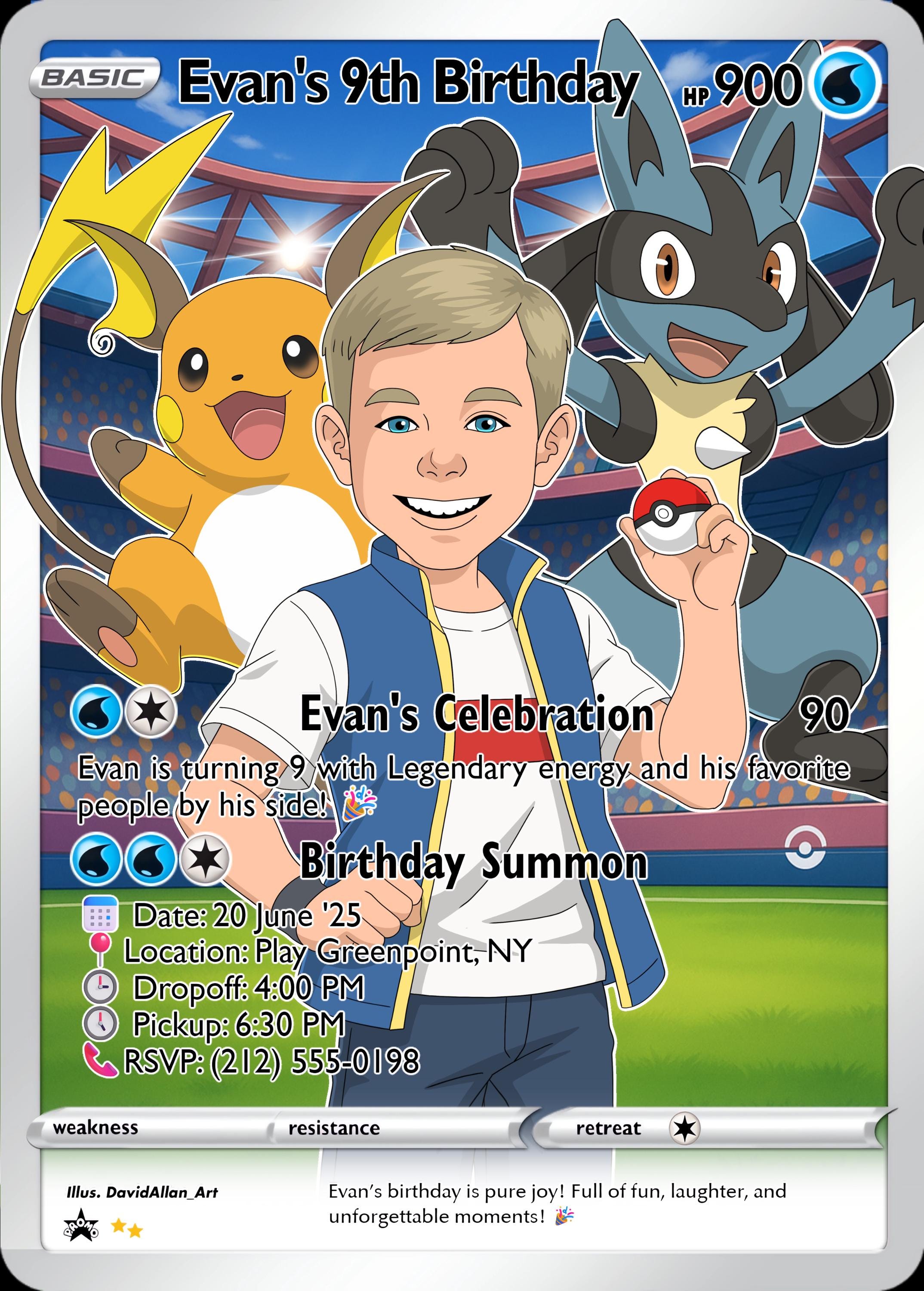 pokemon card invitation Sprigatito Invitation Template