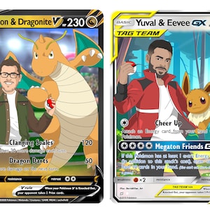 Carte Pokémon personnalisée, portrait pokemon personnalisé, cadeau personnalisé, illustration, fête des pères