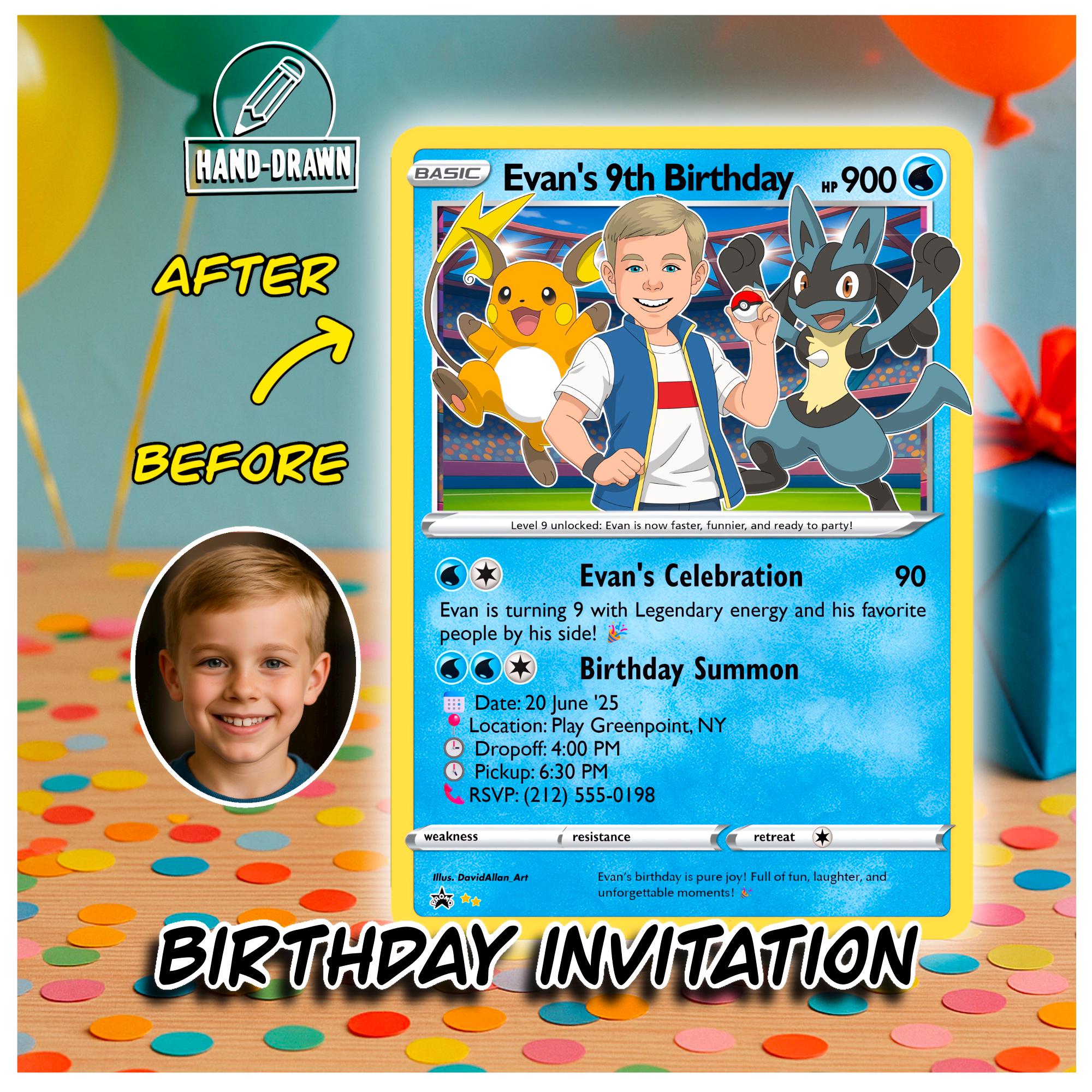 Custom Pokemon Card Invitation for Kid Birthday, Personalized Birthday  Gift, Pokmone Trainer Card Printable, Custom Pokemon Card With Photo - Etsy