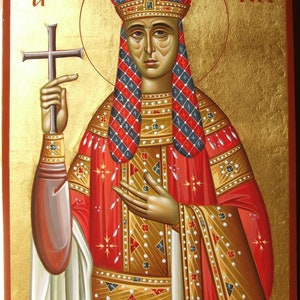 Byzantine painted icon of Saint Helena,AGIA ELENI,Sfanta Elena,Святая Елена