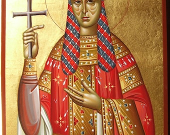 Byzantine painted icon of Saint Helena,AGIA ELENI,Sfanta Elena,Святая Елена