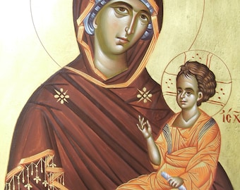 Byzantine painted icon of Virgin Mary,Mother of God ,PANAGIA,THEOTOKOS,Икона,Богородицы,Gift