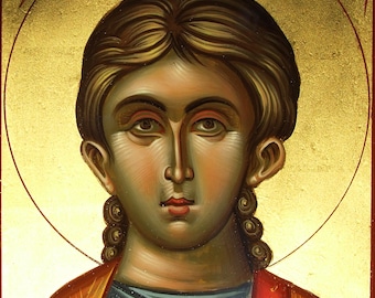 Byzantine painted icon of Saint Stephen,AGIOS STEFANOS,Sfantul Stefan PORTRET