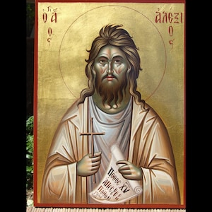 Saint Alexios the man of God byzantine painted icon ALEXIOS Eicon  orthodox handmade painted icon in traditional byzantine way