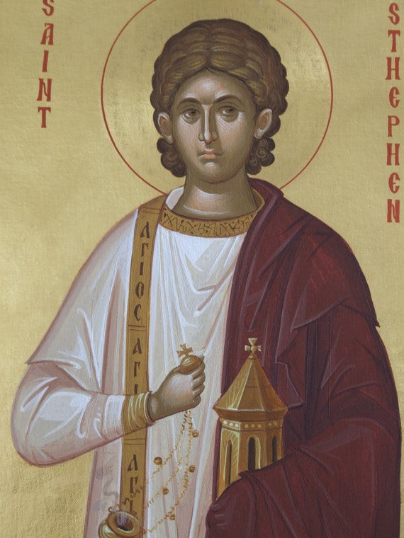 Byzantine Painted Icon Saint Stephensfantul Stefanagios | Etsy